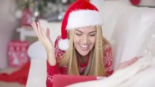 Young Happy Blond Girl In Christmas Outfit - (people) Stock Footage | Mega Pack +40 items