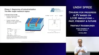 UNSW SPREE 202404-12 Hartmut Nussbaumer - Drivers for progress in PV based on LCOE simulations