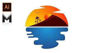 Adobe Illustrator CC Tutorial - How to make Beautiful Sunset Landscape Design - Mehar Graphix