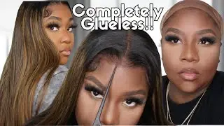BEAUTIFUL  READY TO WEAR BYE BYE KNOTS CLOSURE WIG || 7X5 GLUELESS BROWN OMBRE WIG  UNICE HAIR