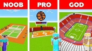 Minecraft NOOB vs PRO vs GOD: FOOTBALL STADIUM in Minecraft / Animation