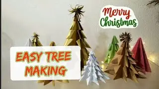 Two different decorative CHRİSTMAS TREE İDEAS from  paper.  ORİGAMİ tree ideas