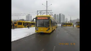 Минск, поездка на электробусе БКМ-Е321 Ольгерд, рег.№ АА Е001-7, марш.139 (29.12.2022)