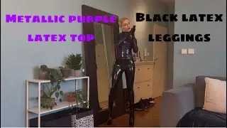 Metallic purple latex top + black latex leggings by Bright&Shiny