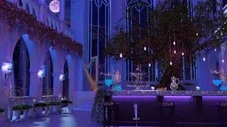 Nighttime Elf Cafe Ambience: Crickets, Fire Sounds, Relaxing Nature Sounds, Soft Harp