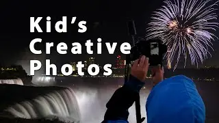 Kid's Creative Photography over Niagara Falls and Fireworks