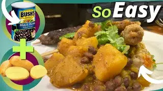 Turmeric & Curry Potato and Black Beans | Easy Beans and Potato Recipe