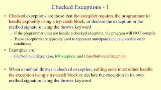 Unchecked (Runtime) vs Checked Exceptions