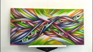 Création Peinture en vidéo Accélérée , Nature Yeux et fibre psychédelique @ymagyne_tattoo
