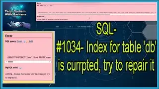 FIX xampp Error:- #1034 - index for table 'db' is corrupt; try to repair it // Repair MySql Xampp