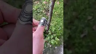 Перстень из серебра на большой палец с гравировкой парящий Орел Солнце