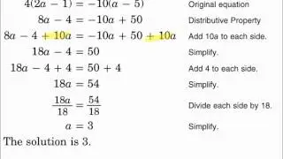 Algebra 1 2.4 Solving Equations with the Variable on Each Side