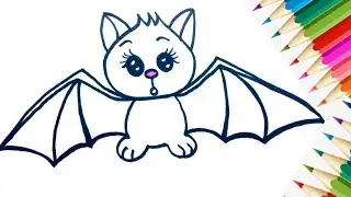 How to draw bat/drawing cute bat for children/ bolalar uchun yarasalar chizish/vẽ dơi cho trẻ em
