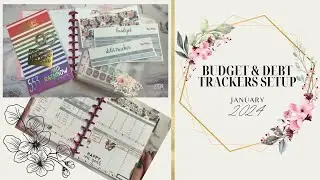 Budget & Debt Trackers | Setup With Me (SWM) | January 2024 | Happy Planner (Monthly Layout)