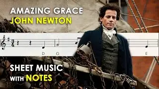 Amazing Grace | Sheet Music with Easy Notes for Recorder, Flute, Violin Tutorial | John Newton