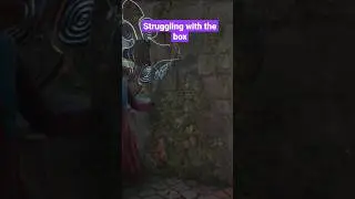 Struggling with a box. 
