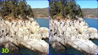 Drone 3D, Rocky Shore, 3D video, Magic eye, 3D Aerial, 3D SBS, Side By Side, Hyper Stereo, Jan 4