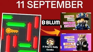 Hamster Kombat MINI GAME  SEPTEMBER 11, Daily Cipher, Combo Cards,  X Empire Combo & Blum Tasks