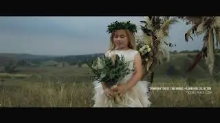 Tender Flower Girl Wearing "Symphony Dress" made by StylishBrideAccs, Wooden Boho A-Frame Arch