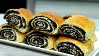 Airy poppy seed buns. Soft milk dough.