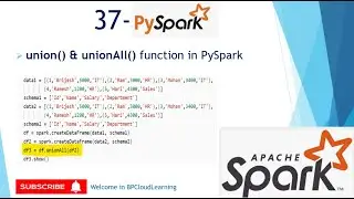 37- union() & unionAll() function in PySpark in Hindi 