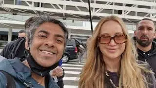 Jennifer Lawrence meeting fans at airport in Cannes