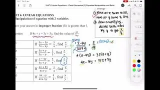 S1 Linear Equations: Manipulation of Equation with 2 variables (Q3)