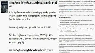 Anders Fogh er flov over Vestens svage ledere Stop med at frygte Putin - VIGTIGT -- DETTE MÅ HØRES