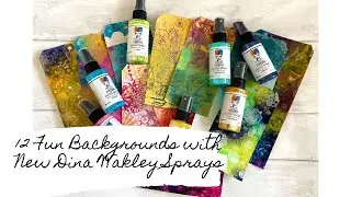 12 Fun Backgrounds with New Dina Wakley Gloss Sprays! (Easy, fun & addictive :))