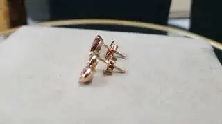 14k Rose Gold Teardrop Rubellite Studs Earring