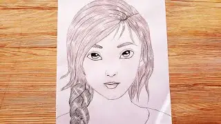 how to daw a girl with beautiful hair step by step /pencil tutorial/ BR drawing  book