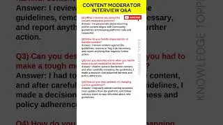 Content Moderator Interview Questions and Answers | Content Moderator Job Interview