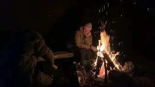 Зимний пикник. Winter picnic. Making pancakes in the cave.