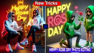 Happy Rose Day Name Photo  Editing | Rose Day Couple T-Shirt Name Photo Editing | Ai Photo Editing