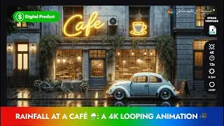 ☔️ Mesmerizing Rainfall at a Café 🌧️: A 4K Looping Animation 🎥