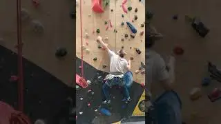 Pink holds crimpy, pinchy with a nice gaston move FIRST BLACK TAPE TOPROPE! (6C-7A)