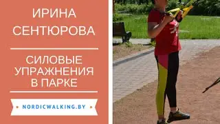 Силовые упражнения в парке скандинавской ходьбы.