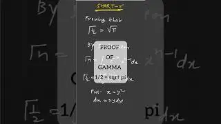 Proving “ Gamma 1/2 equal to sqrt pi “ #btechmaths