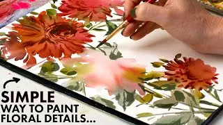 A SIMPLE way to paint details of a watercolor flower!