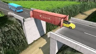 Cars vs Broken Bridge – BeamNG.Drive