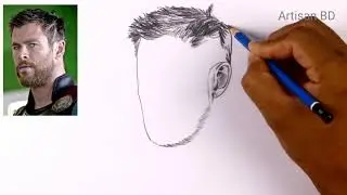 How to Draw a Realistic face Chris Hemsworth Easy Pencil Sketch 