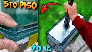 VIDRIO BLINDADO - ¿QUE PASARIA al ARROJARLE el MARTILLO DE THOR de 70 KG?