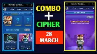Hamster Daily Cipher & Combo 28-29 March | Hamster Daily Code |28 March Hamster Daily Combo & Cipher