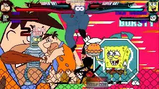 MUGEN: Team Fred Flintstone vs Team Stolen SpongeBob