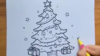 How to draw Christmas tree / Christmas Tree Drawing easy