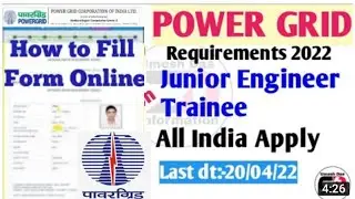 Power grid JE Recruitment 2022 ! Fresher Permanent Recruitment ! How To Fill Form PGCIL Form.l