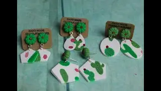 aretes de arcilla polimerica de moda, aretes de cactus, aretes para vender