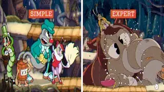 Cuphead DLC - Simple VS Expert Mode Comparison (No Damage) - Moonshine Mob