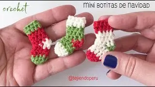 MIni botitas o medias de Navidad tejidas a crochet en 5 minutos  - Tejiendo Perú