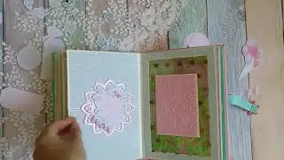 Обзор альбома в розово-зелёном цвете | ТМ Scrapgorod | Скрапбукинг